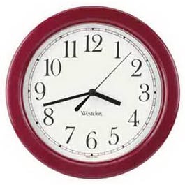Simplicity Wall Clock, Burgundy,  8.5-In. Round