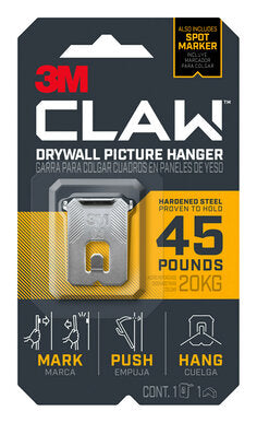 3M CLAW™ 45 lb. Drywall Picture Hanger With Spot Markers (3 pack)