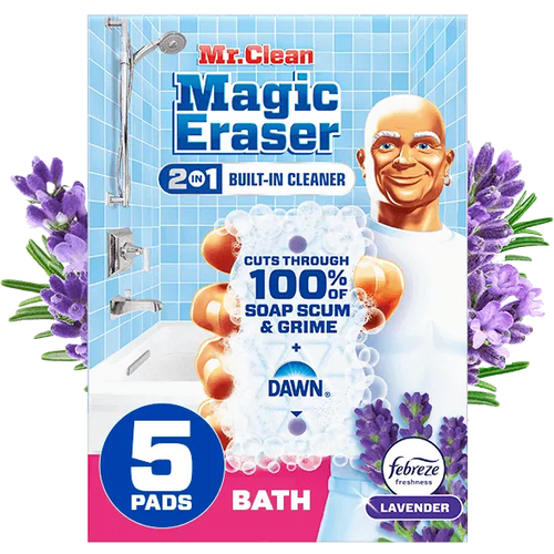 Mr. Clean Magic Eraser Sponge Bathroom Cleaner 2 in 1 Bath Lavender