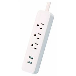 2 USB Port Mint Green Fabric-Covered Cord Power Strip