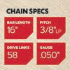 Oregon S58 AdvanceCut Saw Chain for 16 in. Bar - 58 Drive Links - fits Remington, John Deere, Wen and more