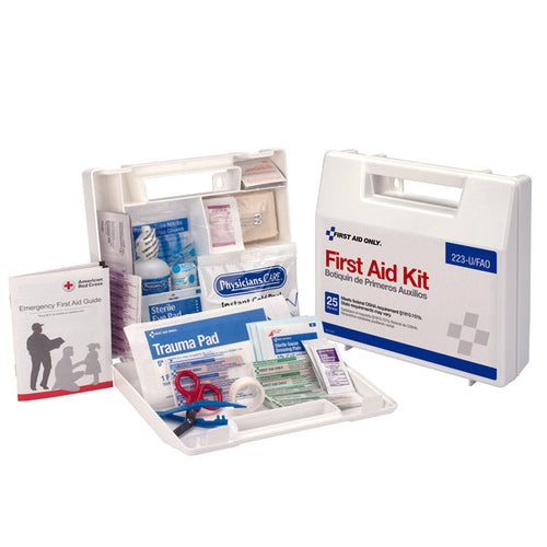 First Aid Only 25 Person First Aid Kit Plastic Case with Dividers OSHA Compliant