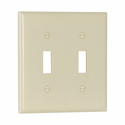 Eaton Cooper Wiring Toggle Wallplate, Ivory 2 Gang