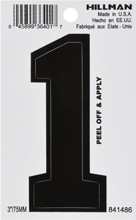 3IN BLACK VINYL DIE CUT ADHES NUMBER 1