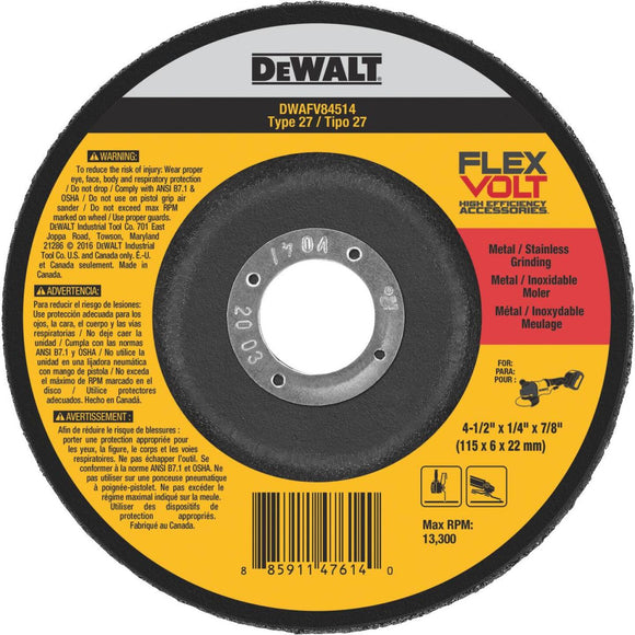 DeWalt Flexvolt Type 1 4-1/2 In. x 1/4 In. x 7/8 In. Metal Grinding Cut-Off Wheel